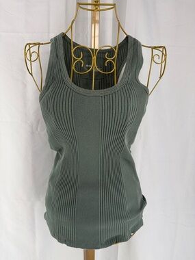 aerie Green Ribbed Scoop Tank Top Shirt - XS - Green